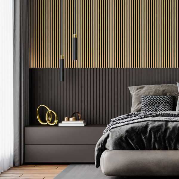 Acoustic Slats Panel - Golden - Acoustic slats panel - DecorMania.eu