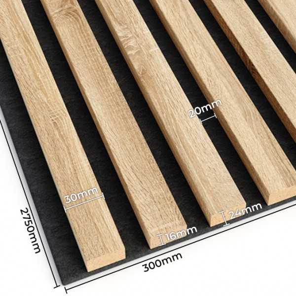 Acoustic Slats Panel - OAK Grey - Acoustic slats panel - DecorMania.eu