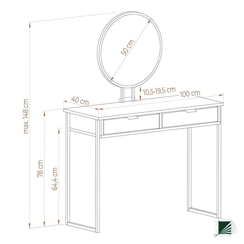 Dressing Table with mirror LOFT Oak Black - DecorMania.eu