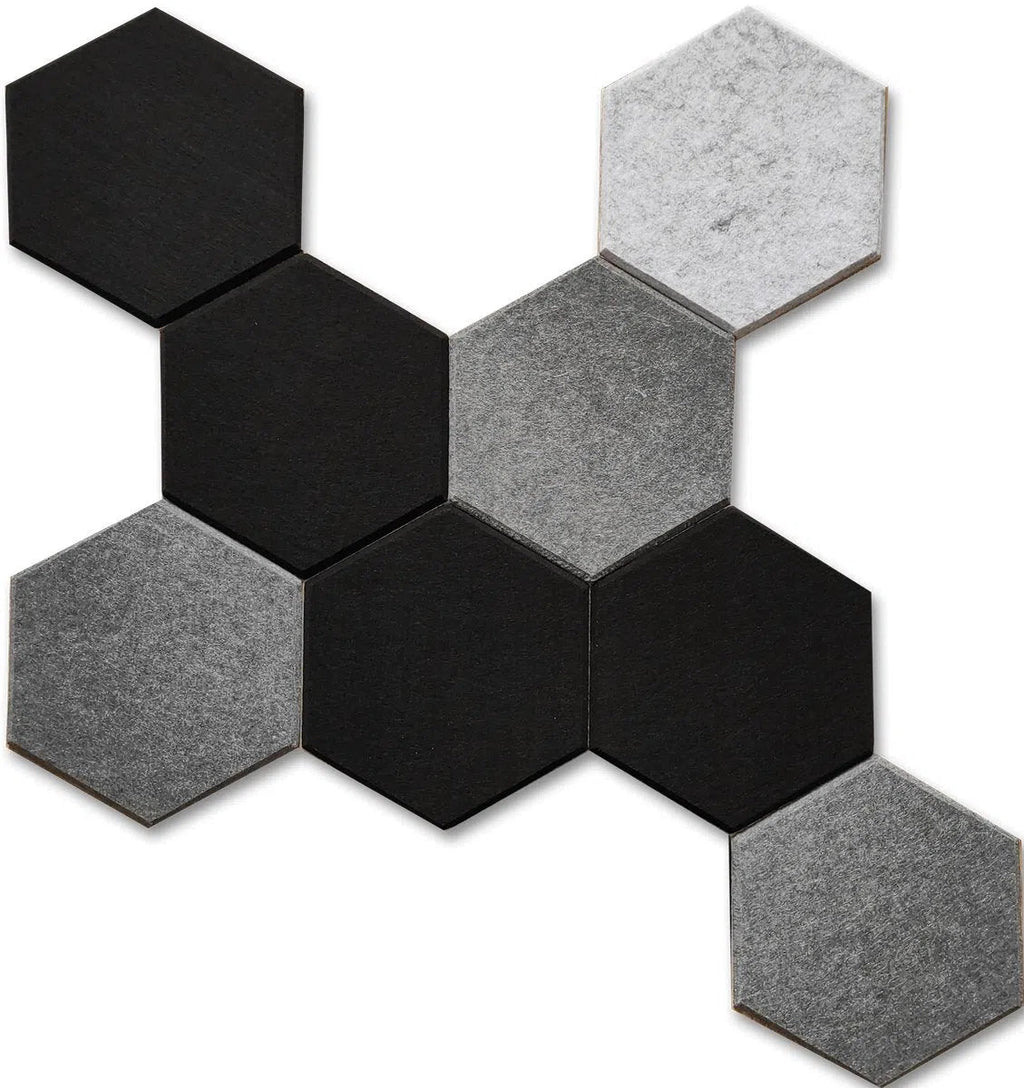 HEXA Felt 3D Panel - BLACK 3pcs. - DecorMania.eu