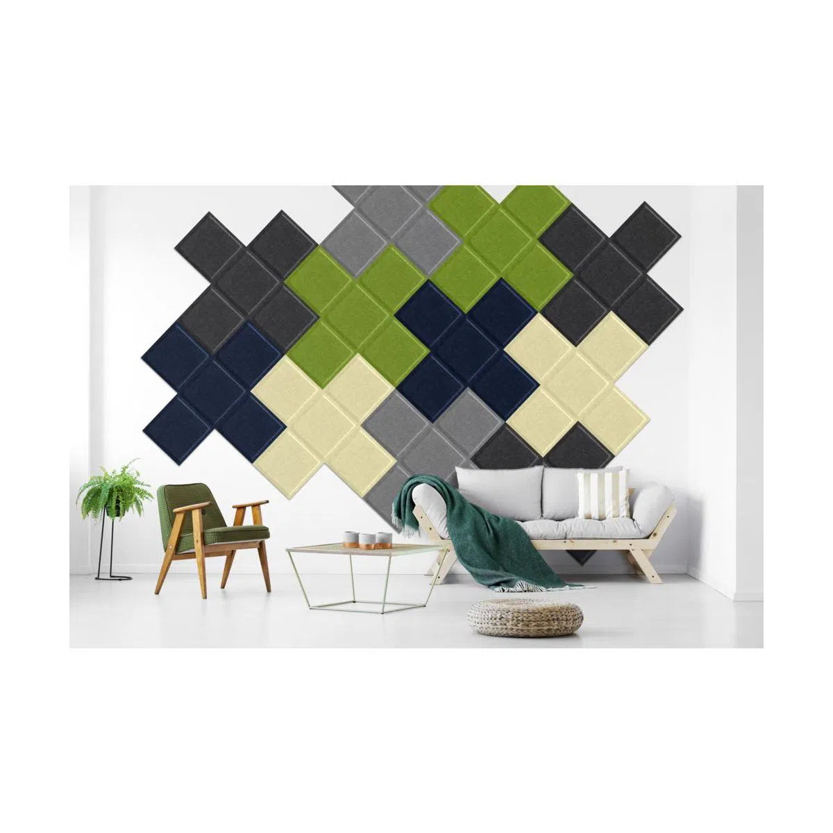 SQUARE BOLD Felt Panel - BLACK - DecorMania.eu